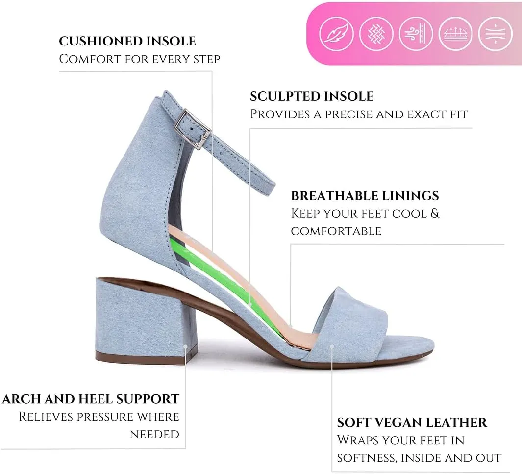 Sugar Women's Block Heel Sandals – Open Toe, Ankle Strap, Comfortable Dress Shoes for Weddings & Casual Wear