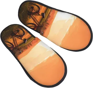 Sunset Rural View Furry House Slippers for Women Men Soft Fuzzy Slippers Indoor Casual Plush House Shoes Medium