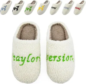 Taylors Slippers For Women Men, Comfy Ladies Bedroom Slipper, Birthday Gifts for Women, Cute House Shoe, Warm Fuzzy Indoor Memory Foam Slip on Shoes