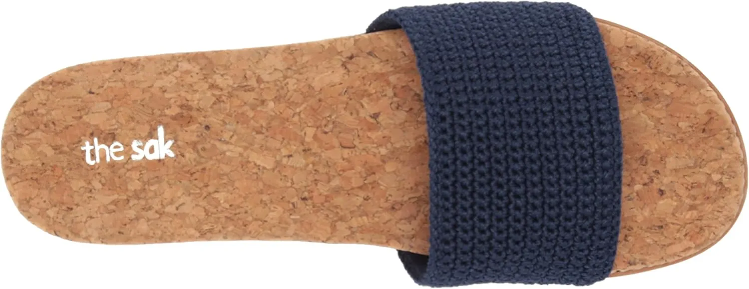 The Sak Women's Mendocino Slide Crochet, Slip On Sandals, Summer Open Toe Shoes