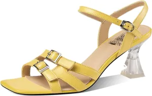 TinaCus Women's Handmade Genuine Leather Open Toe Sling Back Transparent Heel Sandals with Buckles