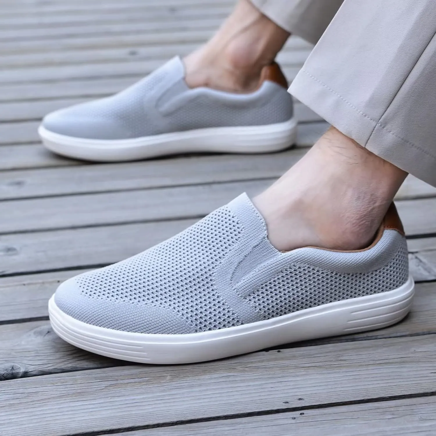 TIOSEBON Men's Mesh Slip on Walking Shoes-Comfortable Drving Loafer Fashion Sneaker