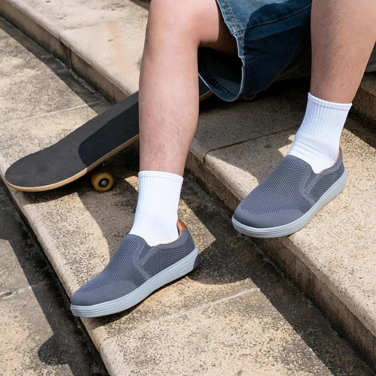 TIOSEBON Men's Mesh Slip on Walking Shoes-Comfortable Drving Loafer Fashion Sneaker