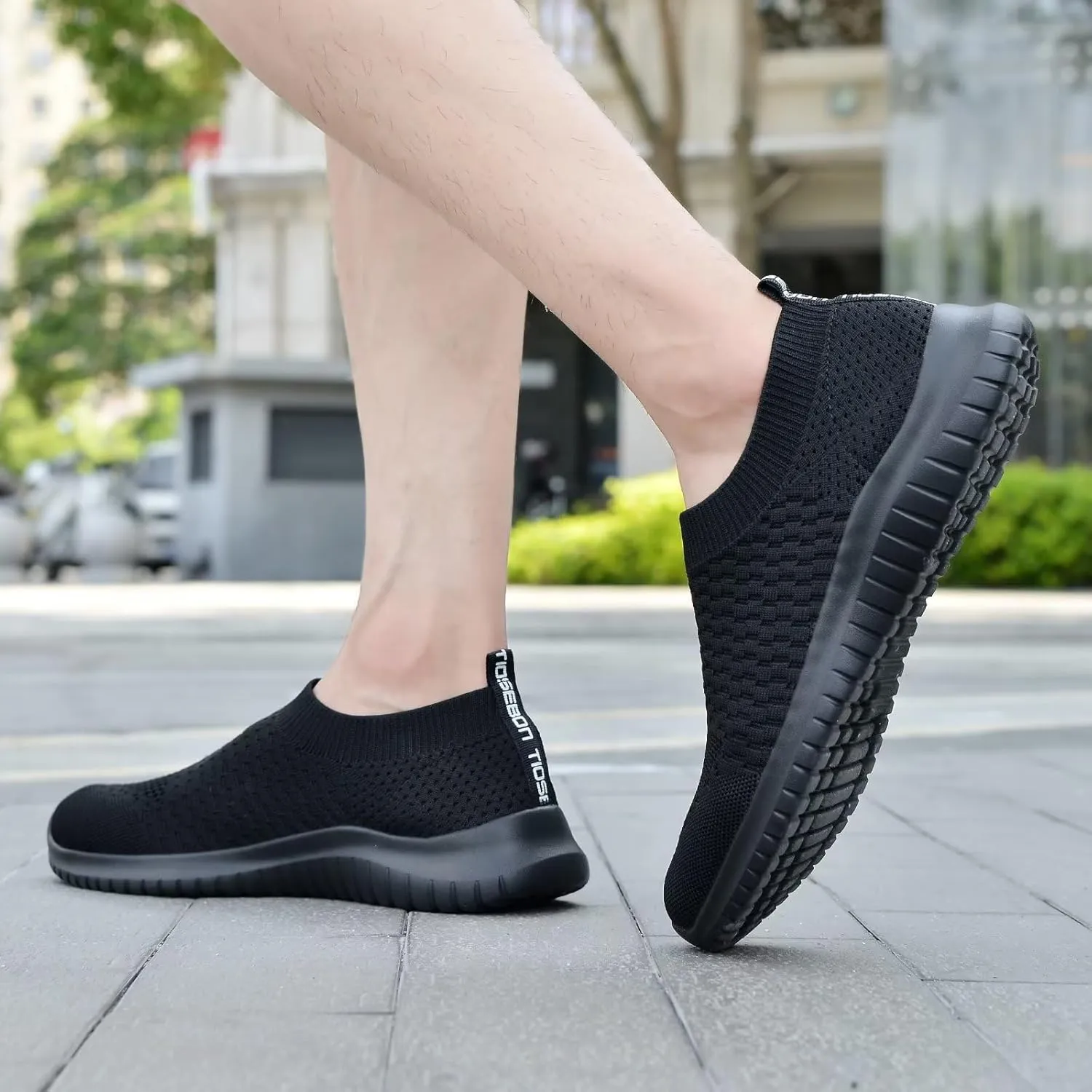 TIOSEBON Men's Slip On Walking Shoes Knit Mesh Tennis Sneaker