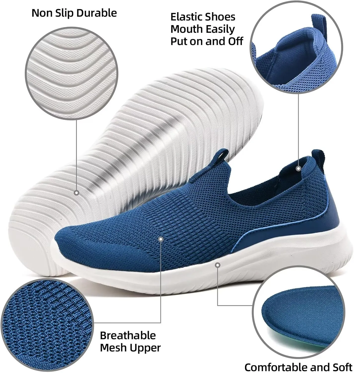 TIOSEBON Women's Walking Tennis Shoes Knit Slip on Mesh Comfortable Sneaker
