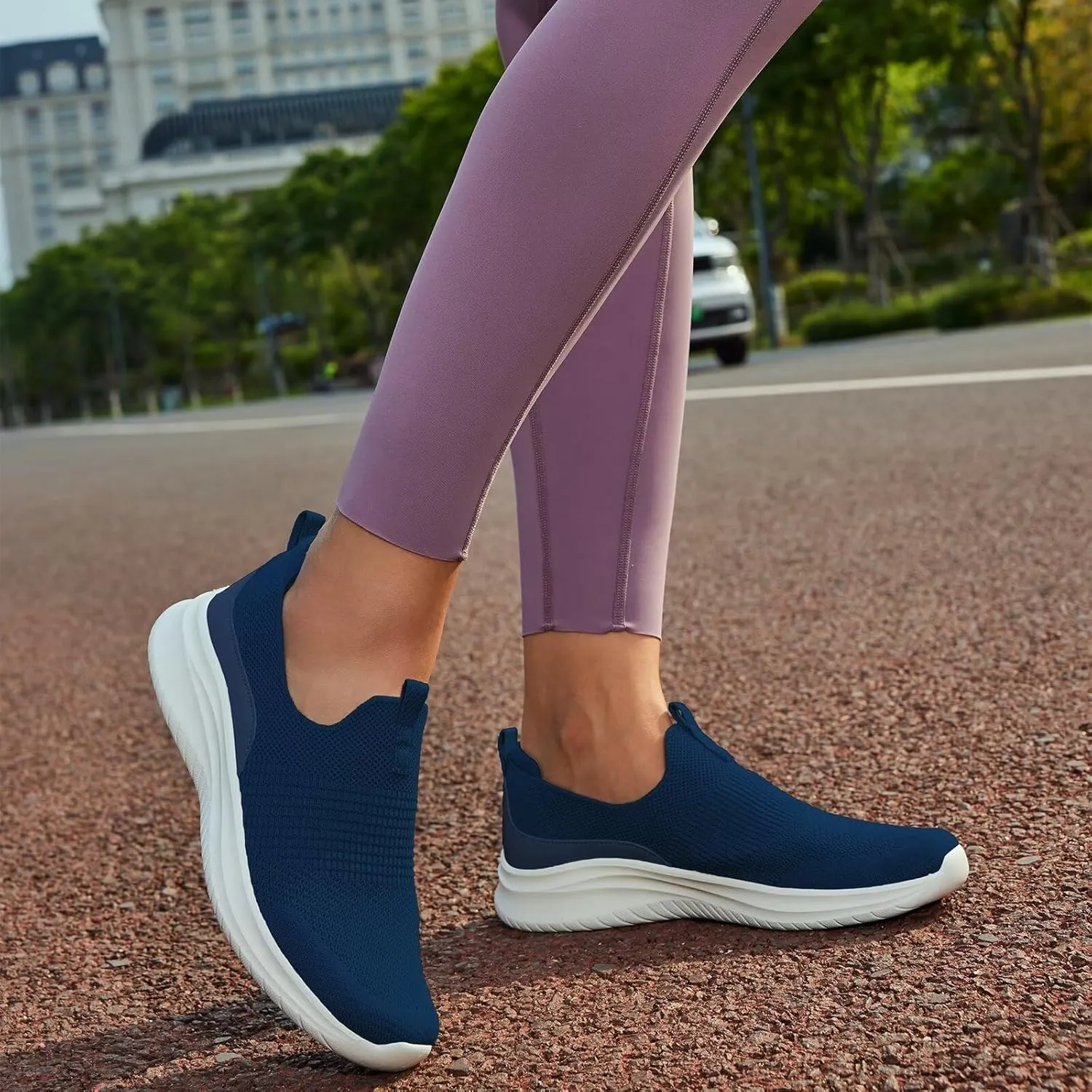 TIOSEBON Women's Walking Tennis Shoes Knit Slip on Mesh Comfortable Sneaker