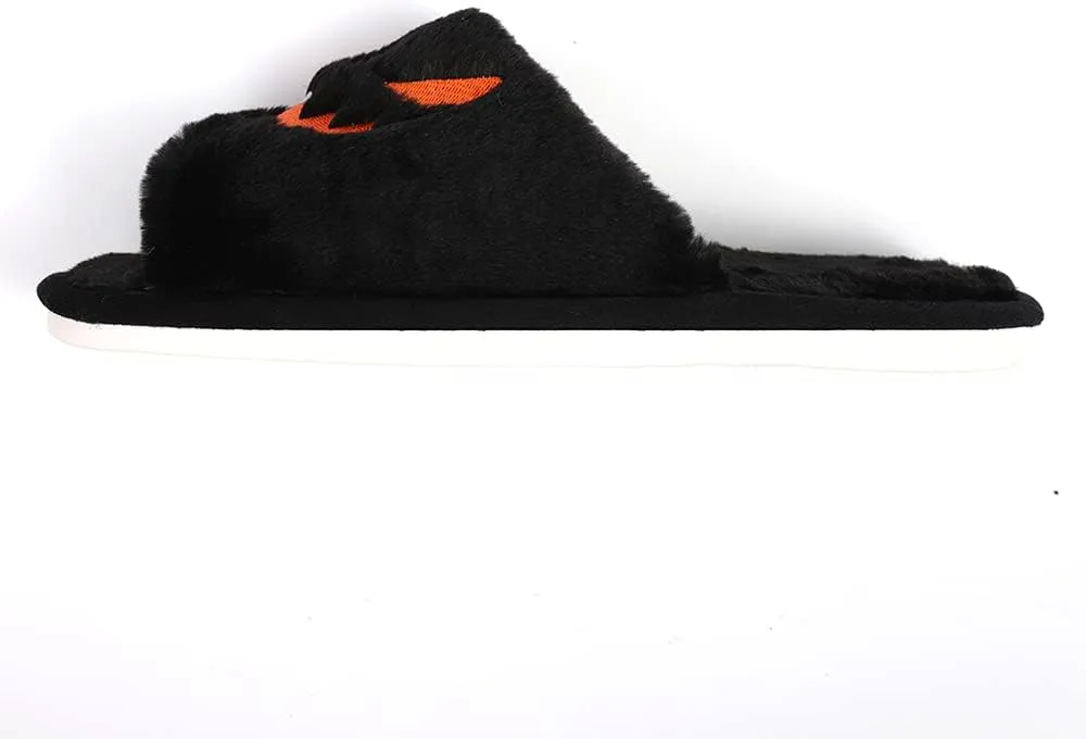 TITTOK Spooky Slides Halloween Slippers Jack O Lantern Pumpkin Soft Plush Cozy Open Toe Indoor Outdoor Fuzzy Slippers Gifts For Girls Women Girlfriend Men