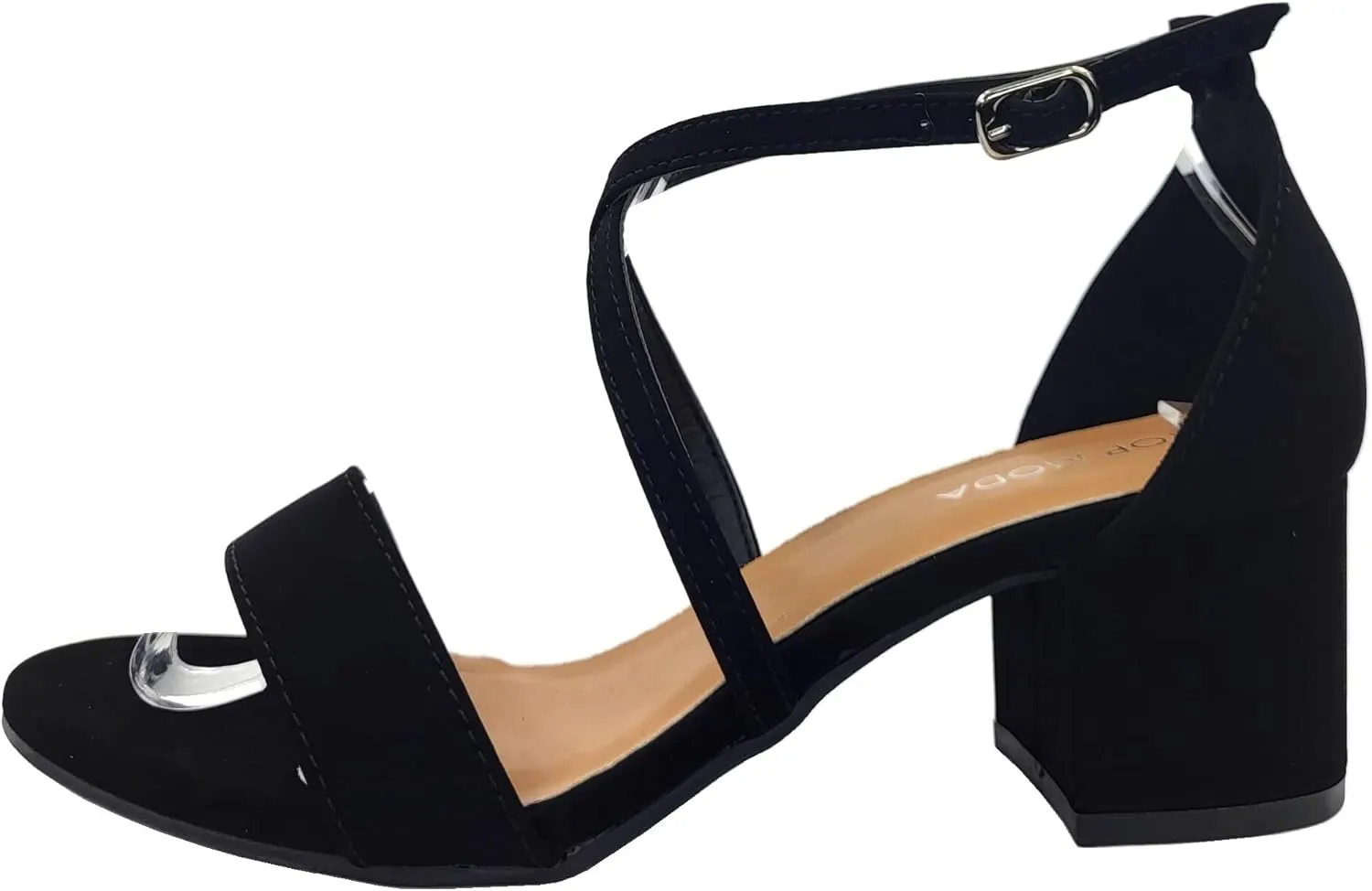 TOP Moda Over The Toe Strap Ankle Wrap Strap 2" Block Heel Open Toe Dress Sandal
