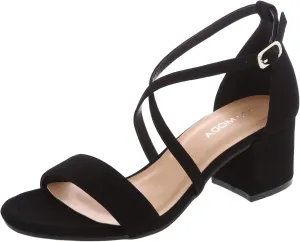 TOP Moda Over The Toe Strap Ankle Wrap Strap 2" Block Heel Open Toe Dress Sandal
