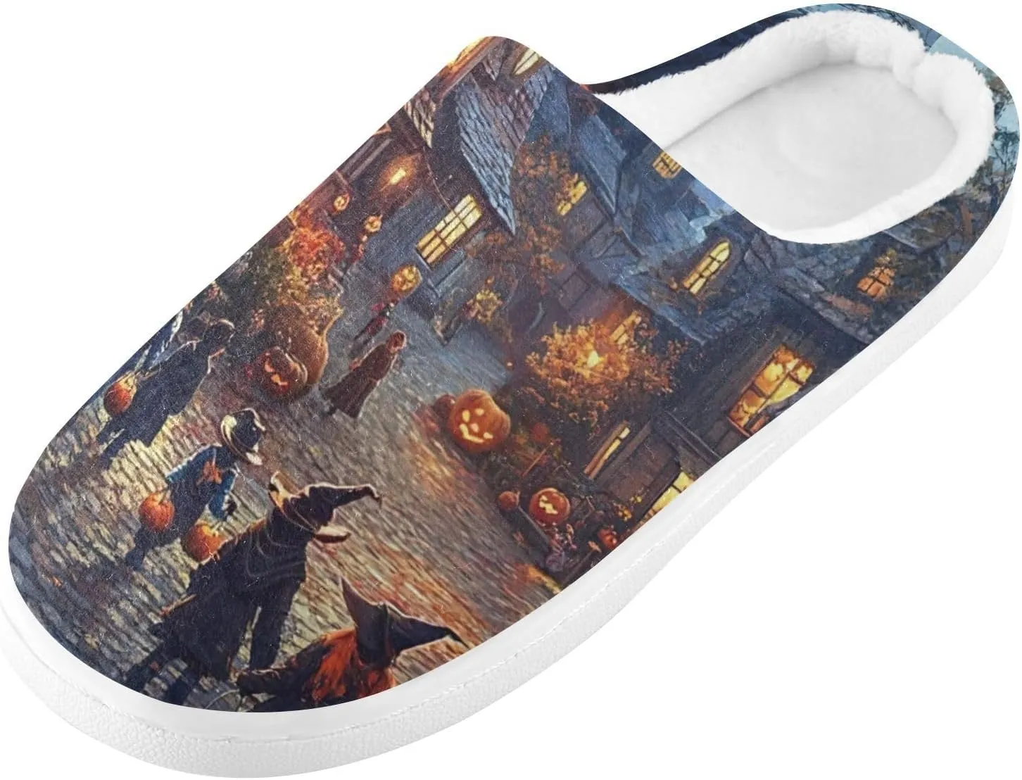 Town Children Dressed in Halloween Slippers for Women Men Indoor Slippers Memory Foam Fuzzy Slippers House Shoes for Indoor Outdoor Size 6/7 214b6815