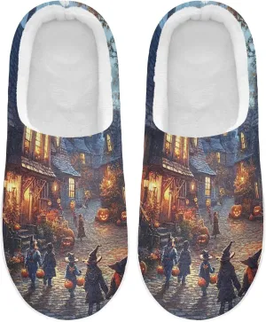 Town Children Dressed in Halloween Slippers for Women Men Indoor Slippers Memory Foam Fuzzy Slippers House Shoes for Indoor Outdoor Size 6/7 214b6815