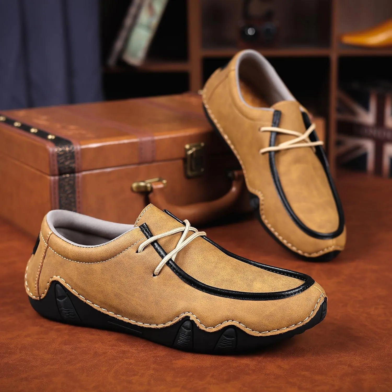 Trsorini Mens Casual Fashion Sneakers Driving Walking Climbing Shoes Beck Shoes Soft Moccasin Shoes