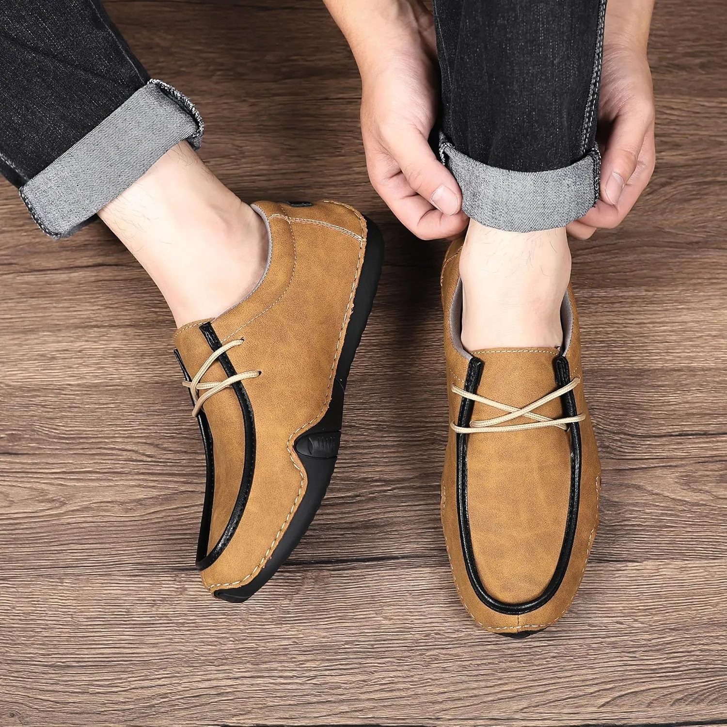Trsorini Mens Casual Fashion Sneakers Driving Walking Climbing Shoes Beck Shoes Soft Moccasin Shoes