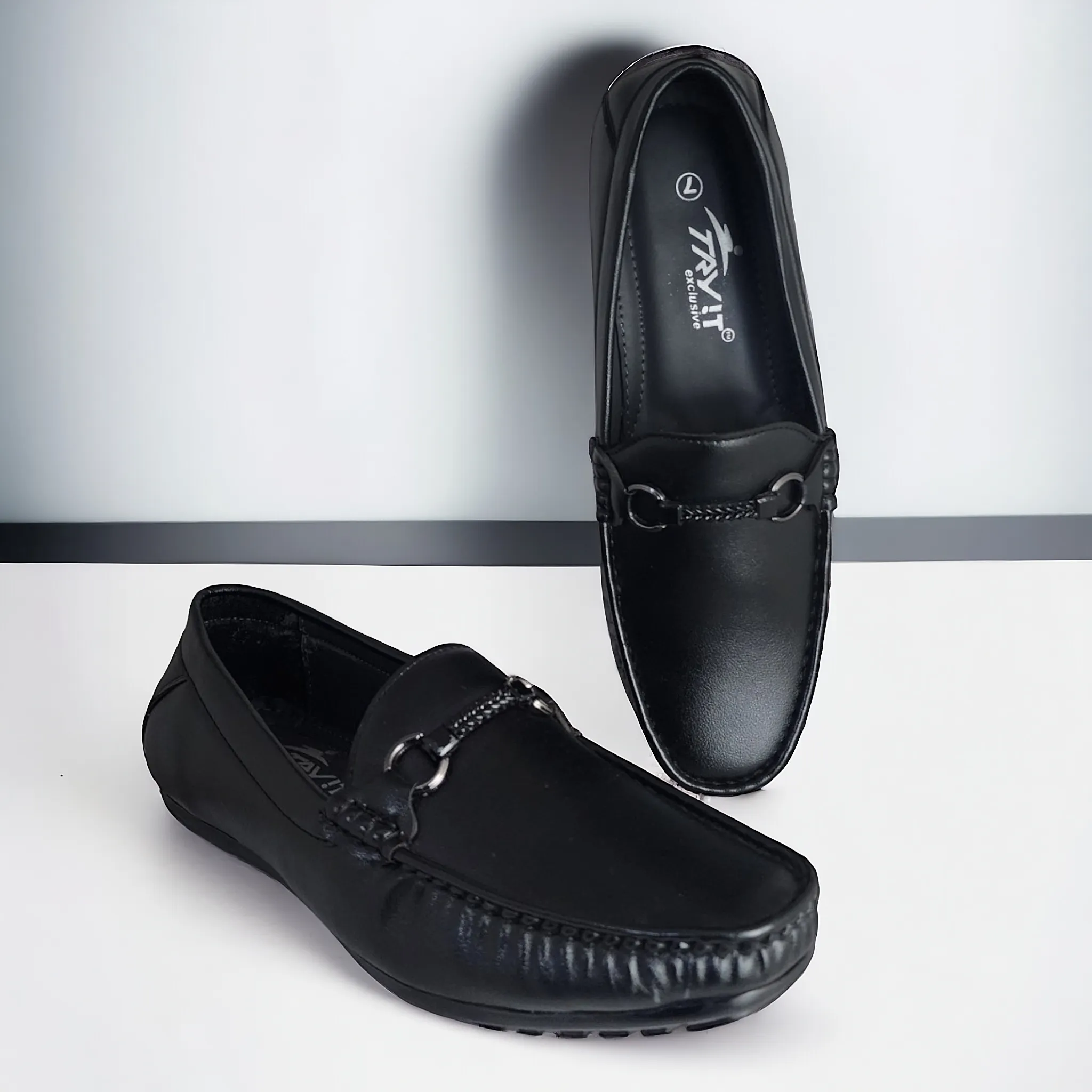 TRY IT 786 BLACK Men's Loafers Shoes