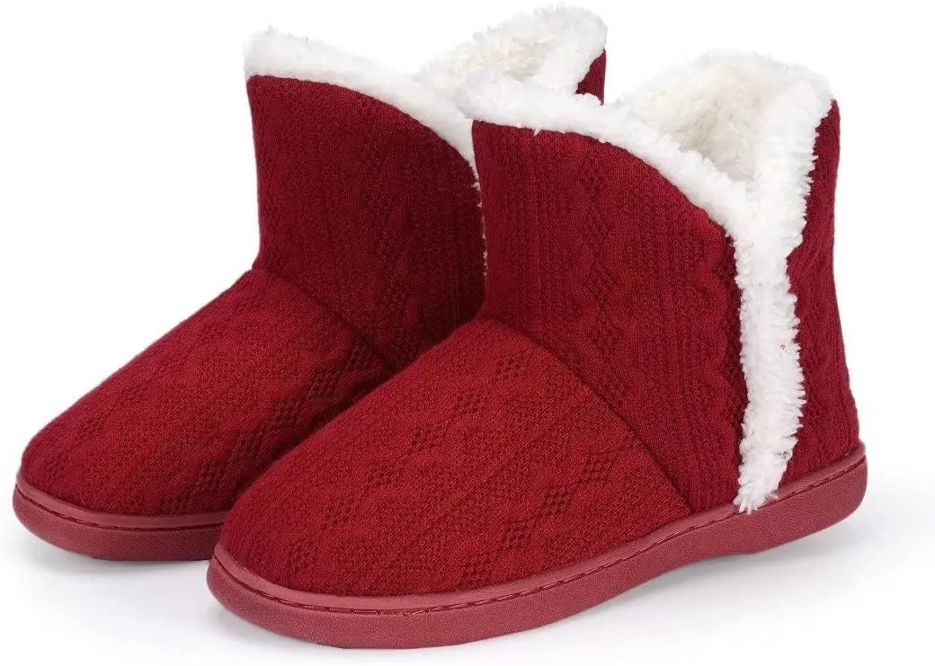 TUOBUQU Women Warm Bootie Slippers Fluffy Plush Indoor Outdoor Winter Booty Slippers