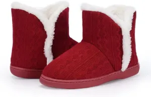 TUOBUQU Women Warm Bootie Slippers Fluffy Plush Indoor Outdoor Winter Booty Slippers