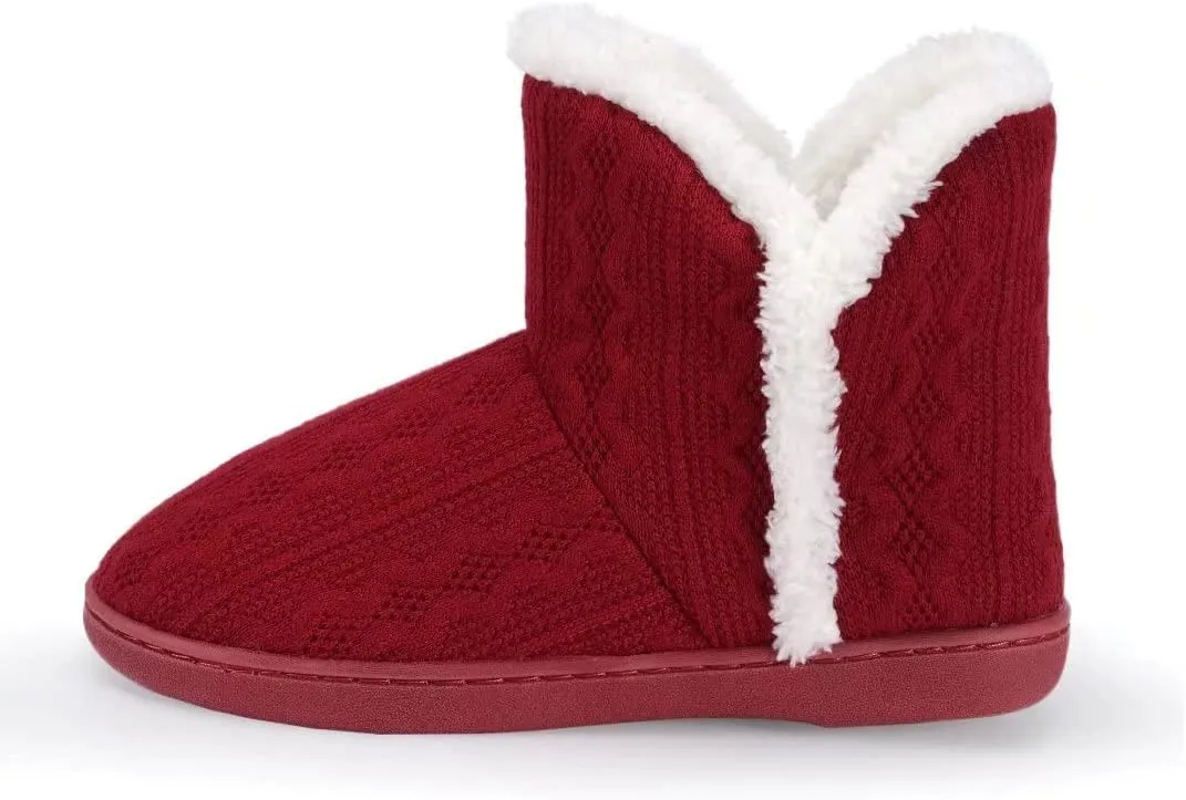 TUOBUQU Women Warm Bootie Slippers Fluffy Plush Indoor Outdoor Winter Booty Slippers