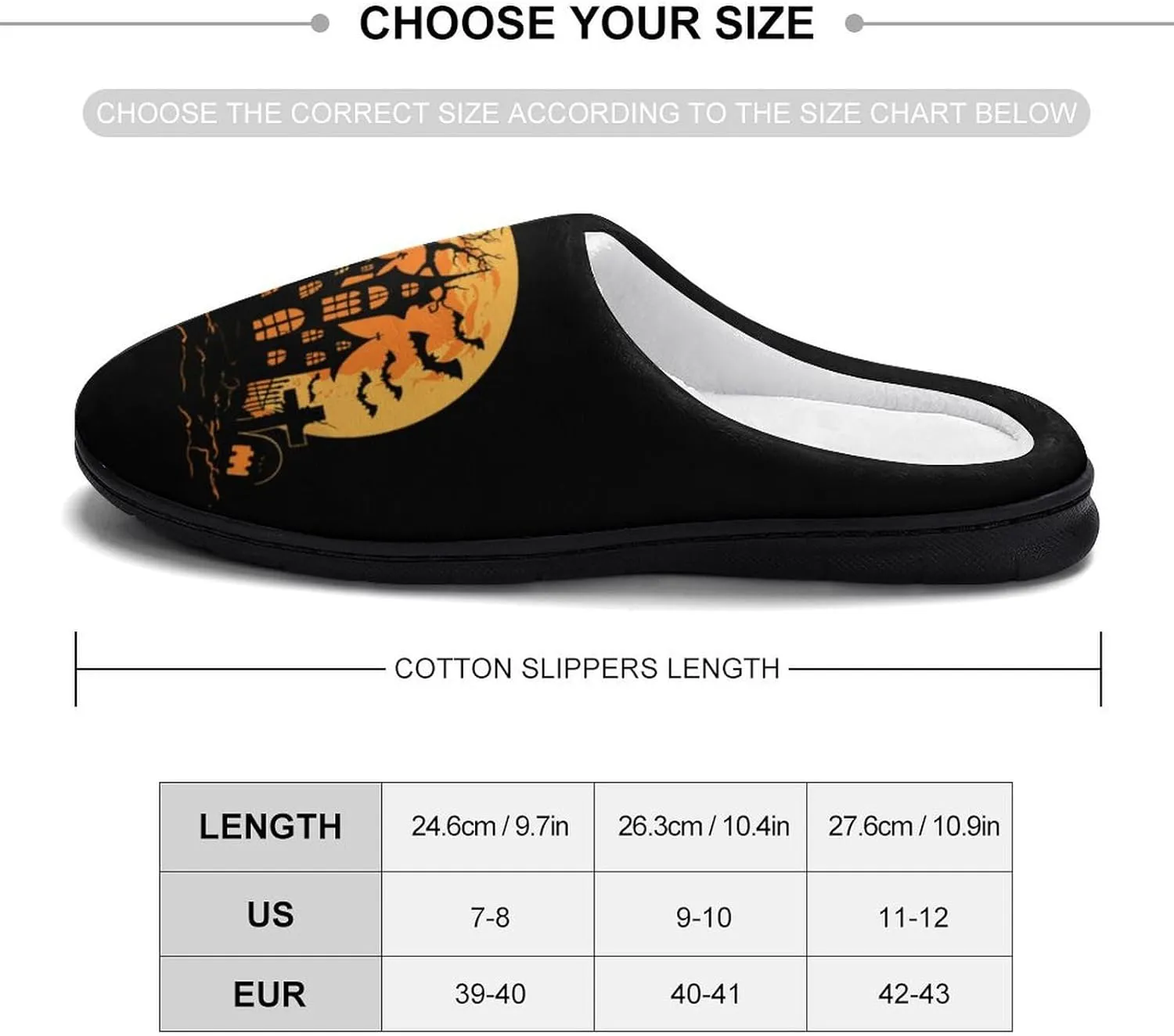 Twilight Bat Halloween Women's Cotton Slippers Soft Closed Toe House Shoes Non-Slip Slippers for Indoor Outdoor