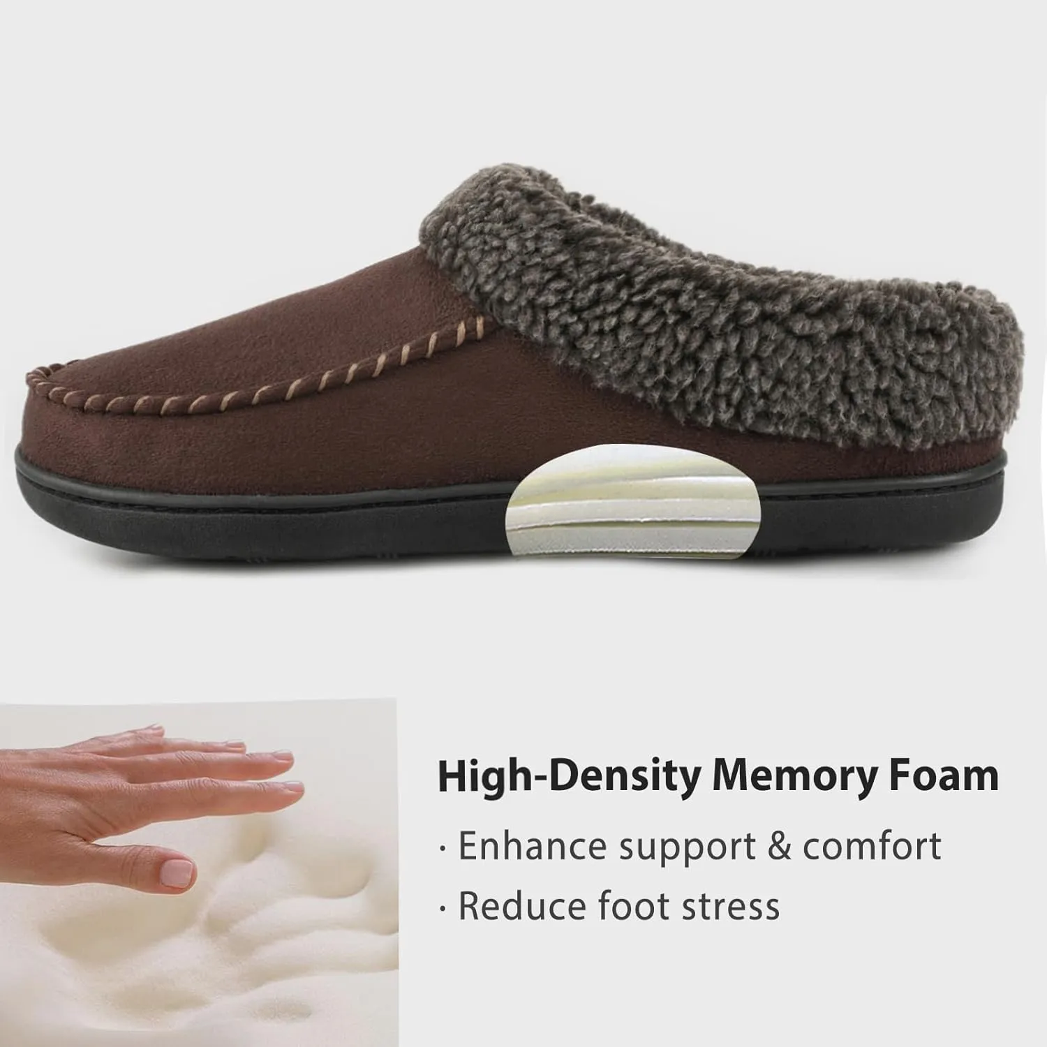 ULTRAIDEAS Men's Nealon Moccasin Clog Slipper, Slip on Indoor/Outdoor House Shoes