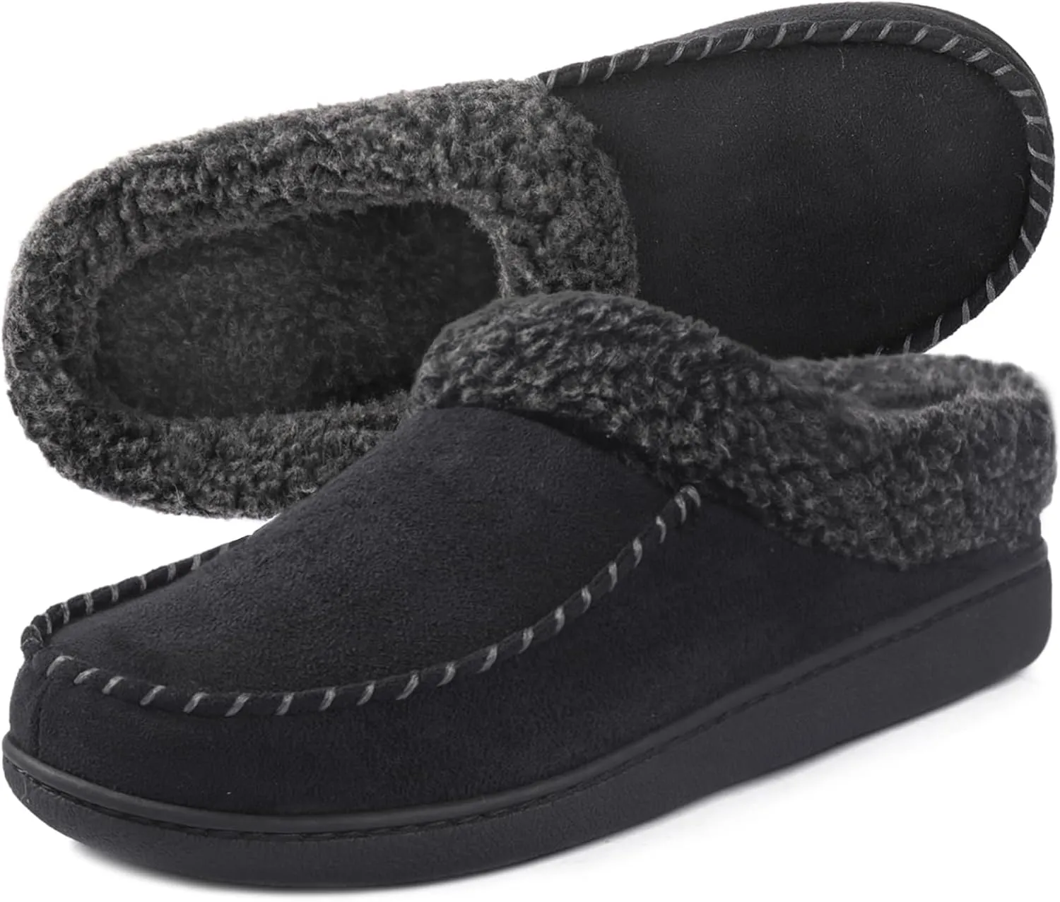 ULTRAIDEAS Men's Nealon Moccasin Clog Slipper, Slip on Indoor/Outdoor House Shoes