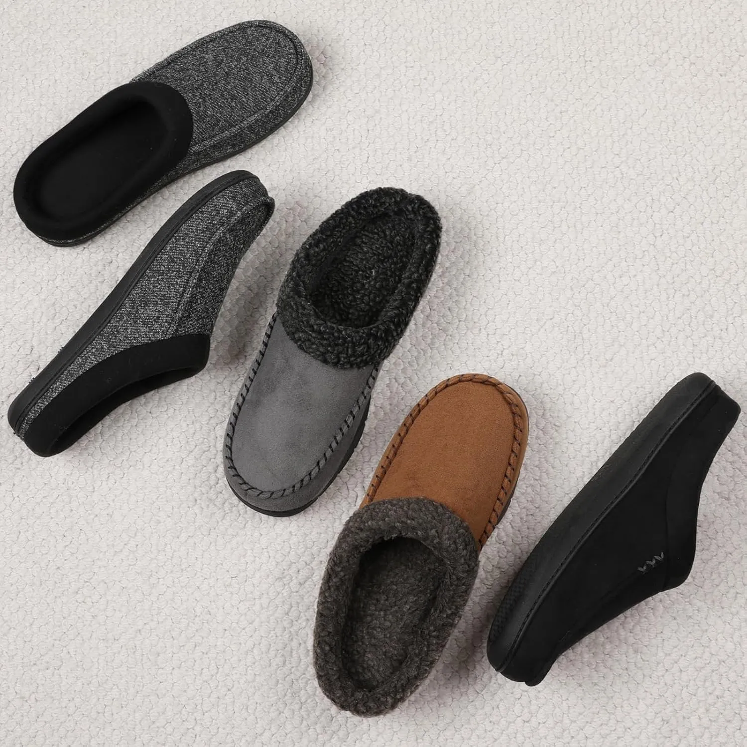 ULTRAIDEAS Men's Nealon Moccasin Clog Slipper, Slip on Indoor/Outdoor House Shoes