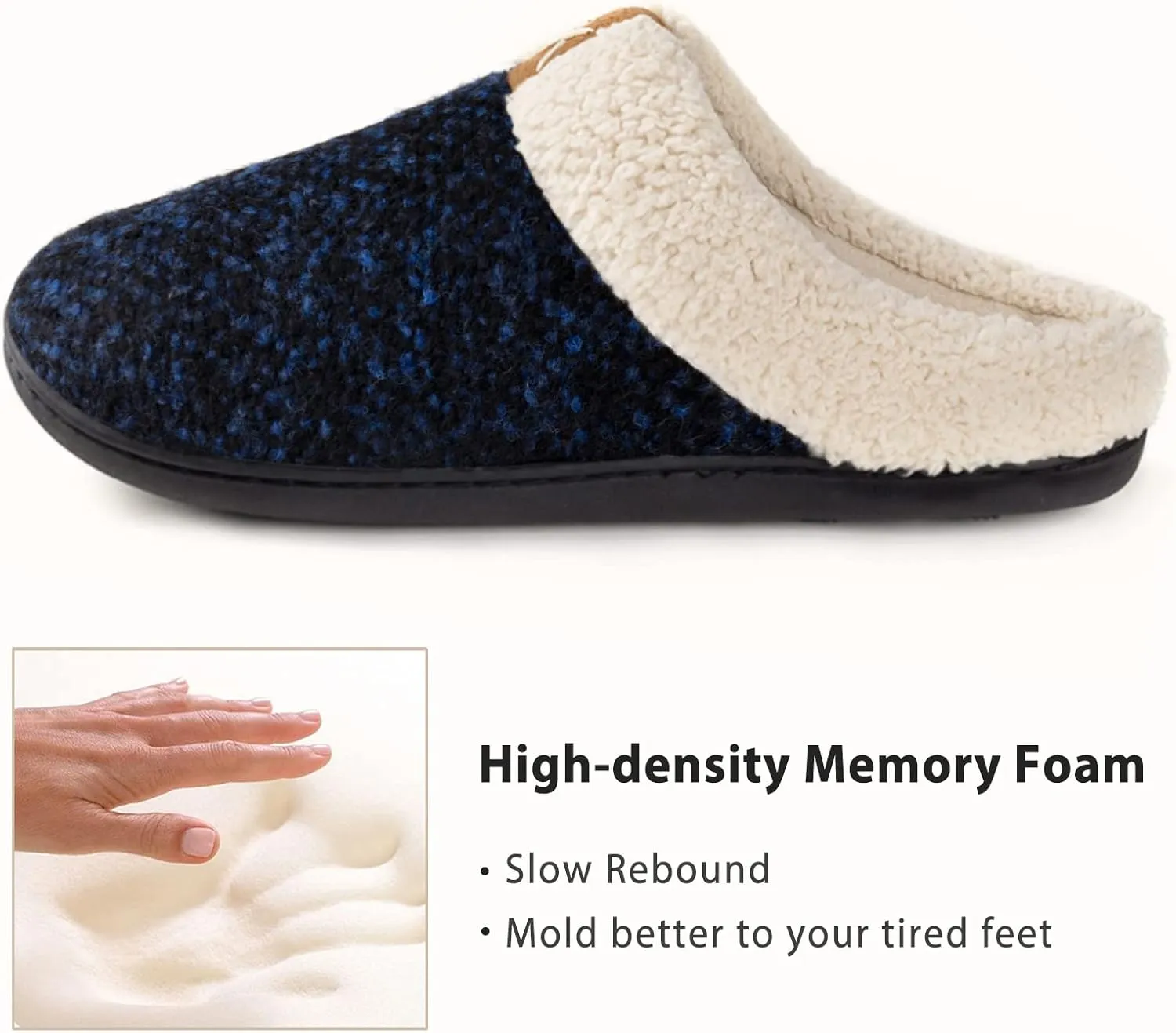 ULTRAIDEAS Women's Indoor Bedroom Slipper with Memory Foam, Gift for Women, Wool-Like House Shoe with Anti-Skid Rubber Sole for Ladies