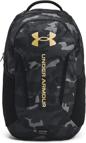 Under Armour Unisex-Adult Hustle 6.0 Backpack, (001) Black/Black/Metallic Gold, One Size Fits Most