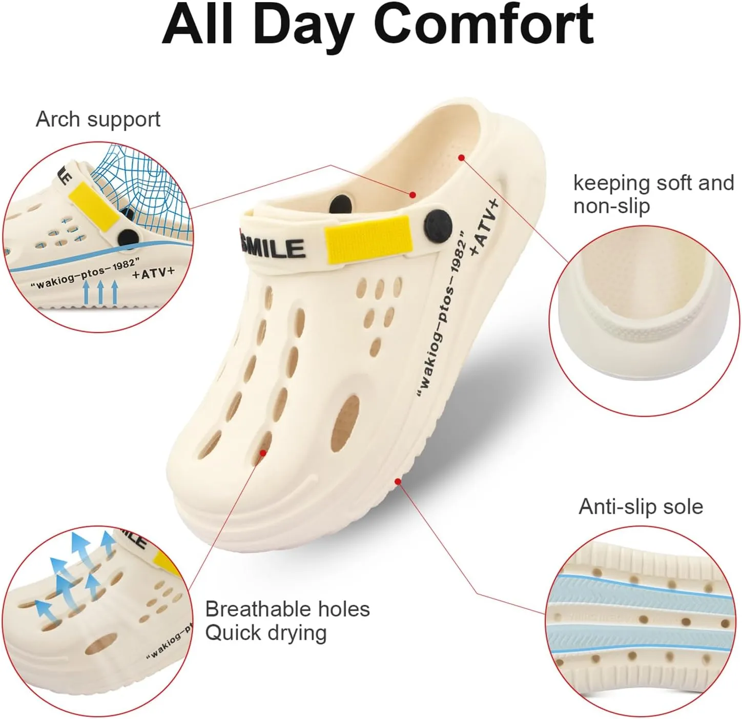 Unisex Garden Clogs Breathable Quick Drying Garden Shoes Slip-on Outdoor Beach Slippers for Men and Women