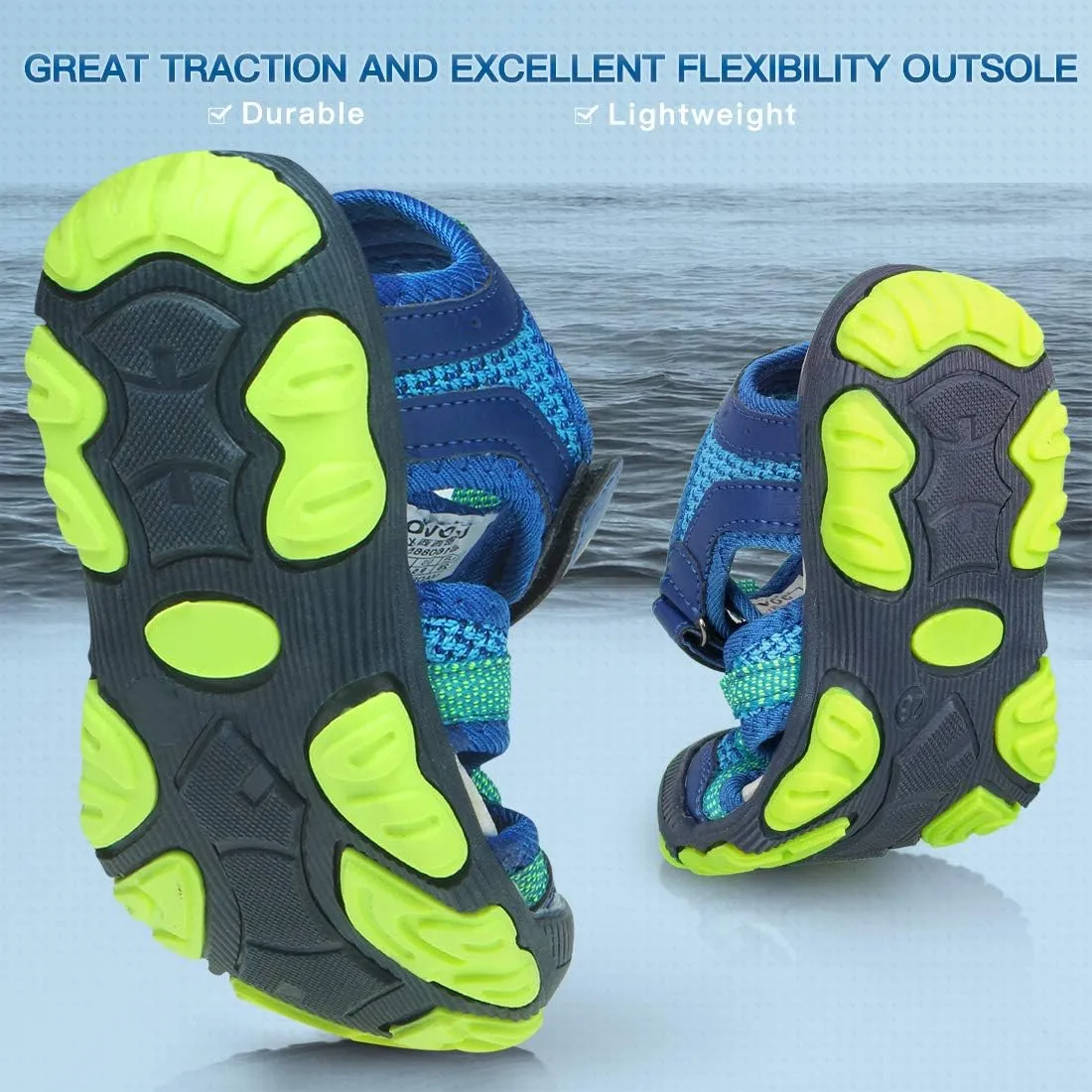 UOVO Boys Sandals Kids Sandals Hiking Athletic Closed-Toe Beach Summer Sandals for Boys Quick-Drying Slip Resistant