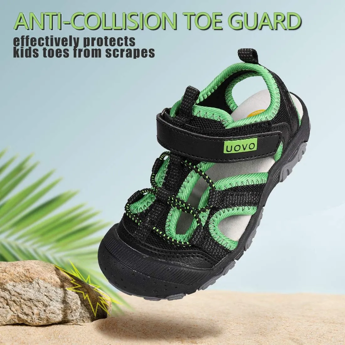 UOVO Boys Sandals Kids Sandals Hiking Athletic Closed-Toe Beach Summer Sandals for Boys Quick-Drying