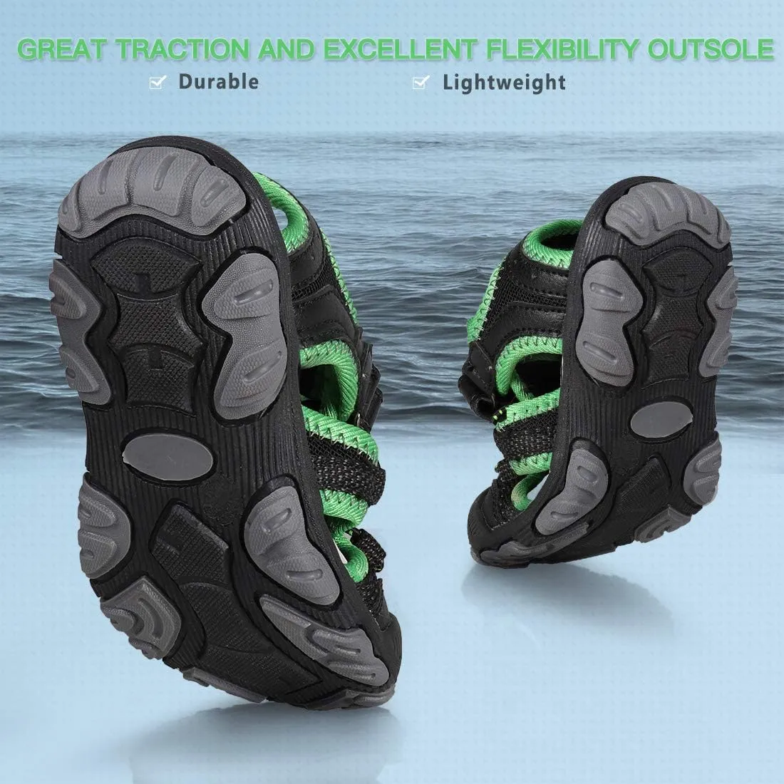 UOVO Boys Sandals Kids Sandals Hiking Athletic Closed-Toe Beach Summer Sandals for Boys Quick-Drying
