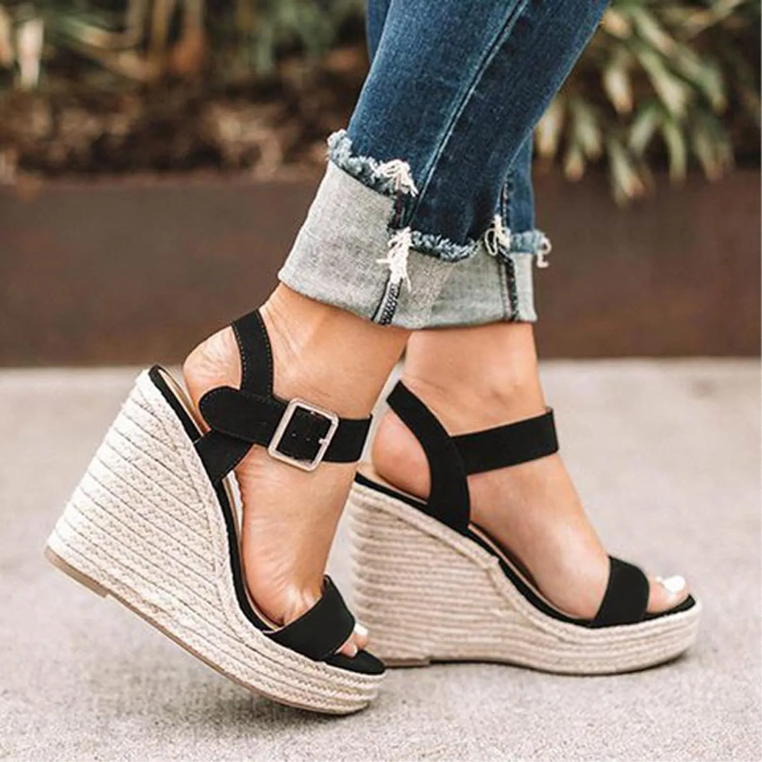 UTIKLIOU Wedge Sandals for Women Platform Sandals Open Toe Wedge Heels Casual Summer Sandals