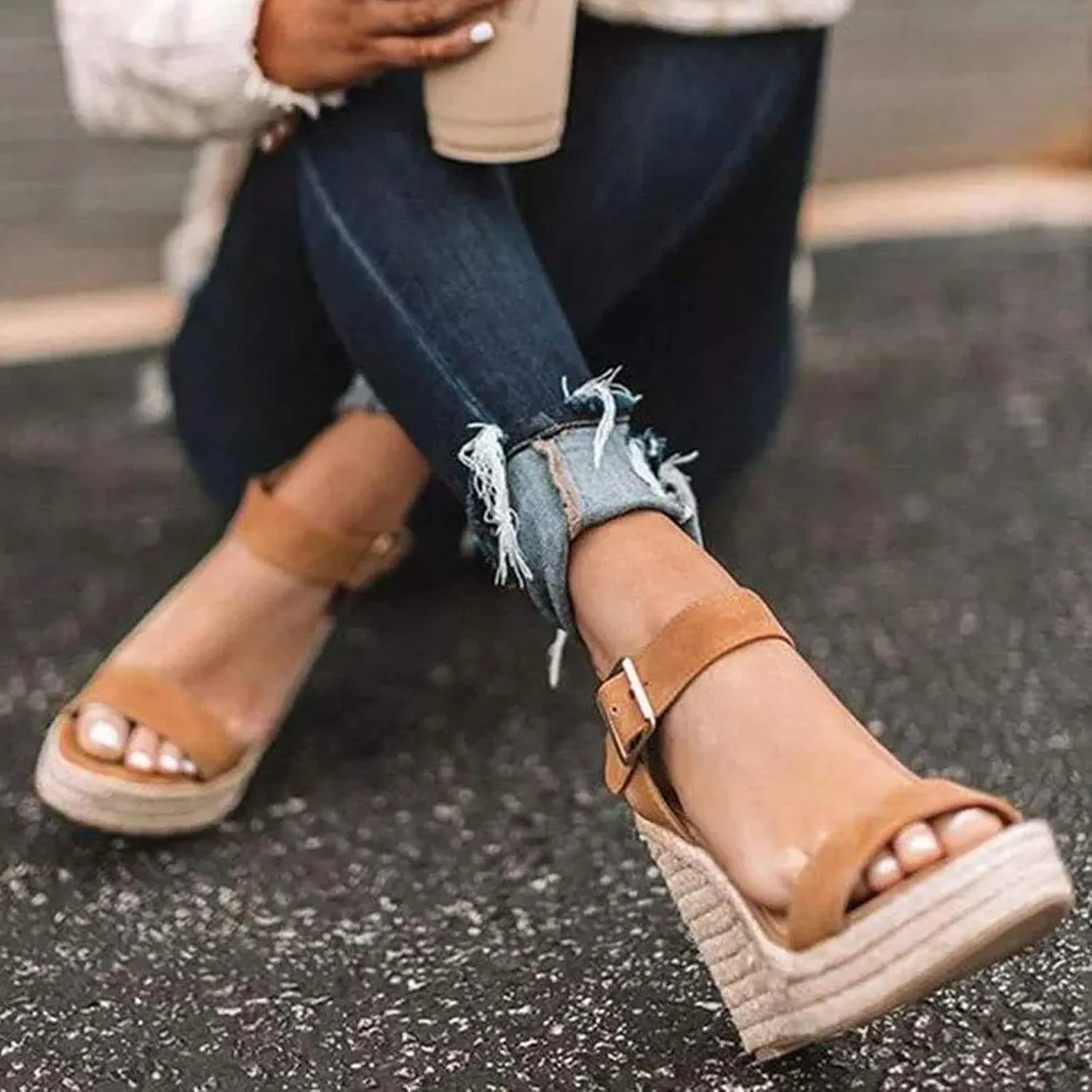 UTIKLIOU Wedge Sandals for Women Platform Sandals Open Toe Wedge Heels Casual Summer Sandals