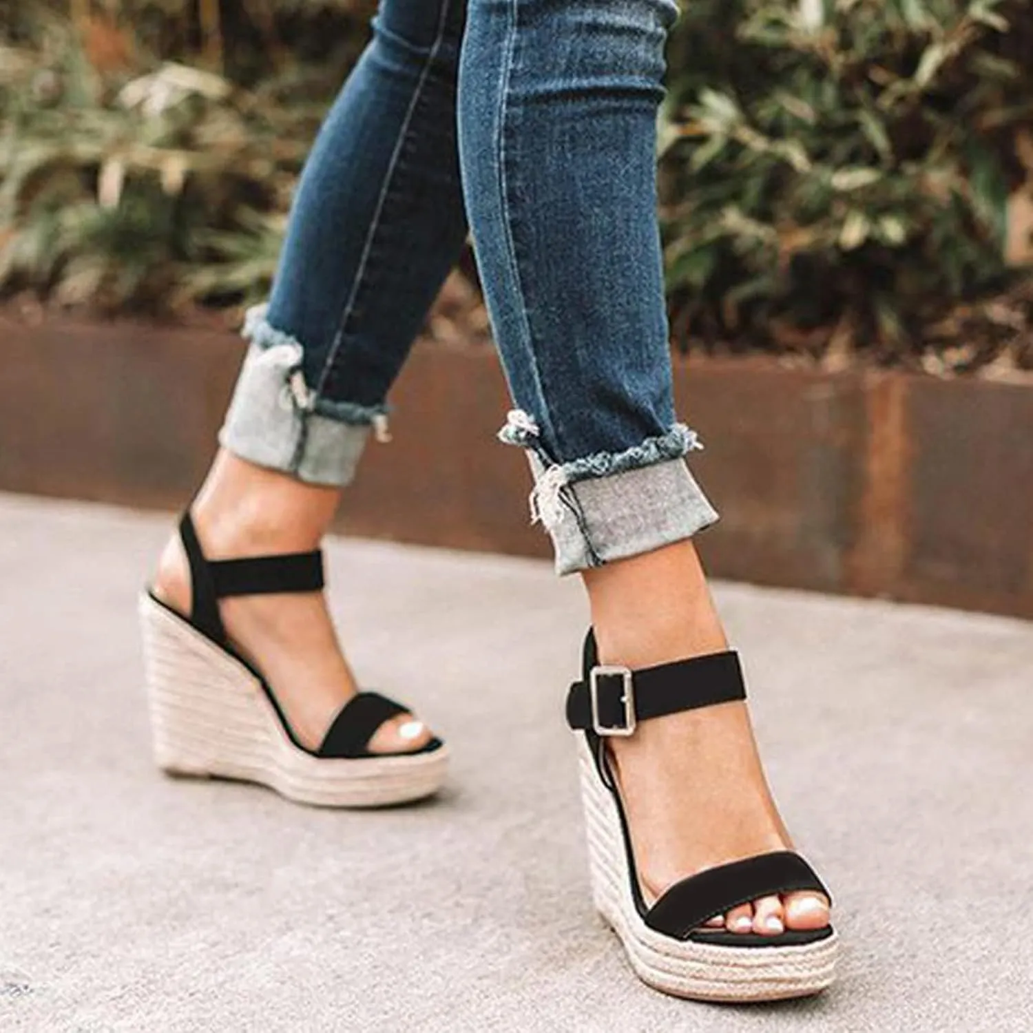 UTIKLIOU Wedge Sandals for Women Platform Sandals Open Toe Wedge Heels Casual Summer Sandals