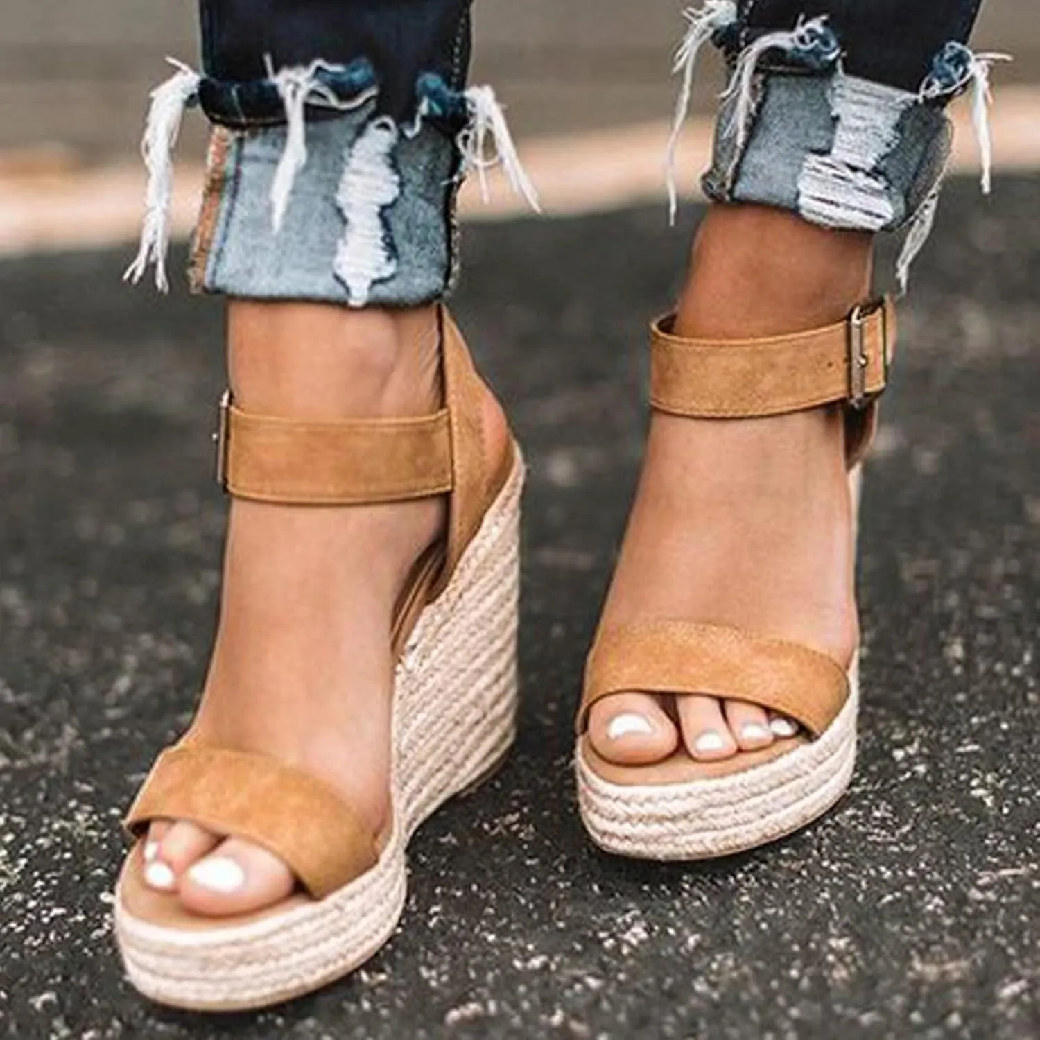 UTIKLIOU Wedge Sandals for Women Platform Sandals Open Toe Wedge Heels Casual Summer Sandals