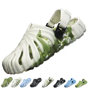 Variegated Monstera Shoes, Eva Thick Sole Pillow Slippers, Non-Slip Quick-Drying Breathable Beach Monstera Slippers, Suitable for Both Men and Women, Suitable for Indoor and Outdoor (7.5,White-B)