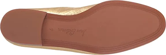 Vast range Slip Loafers Edelman Sam Boa Stacked Gold Toe Metallic On Almond Heel Loraine Special discount