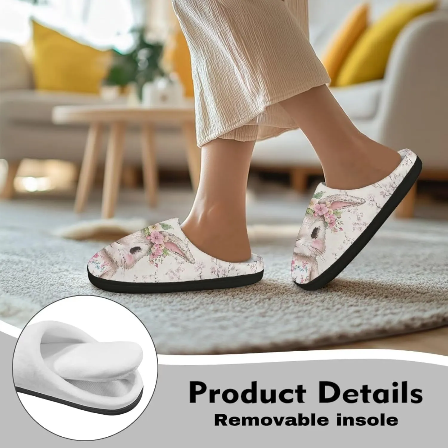 Veniyate House Slippers for Women Size 5.5-12 Anti-slip Winter Warm Sandals