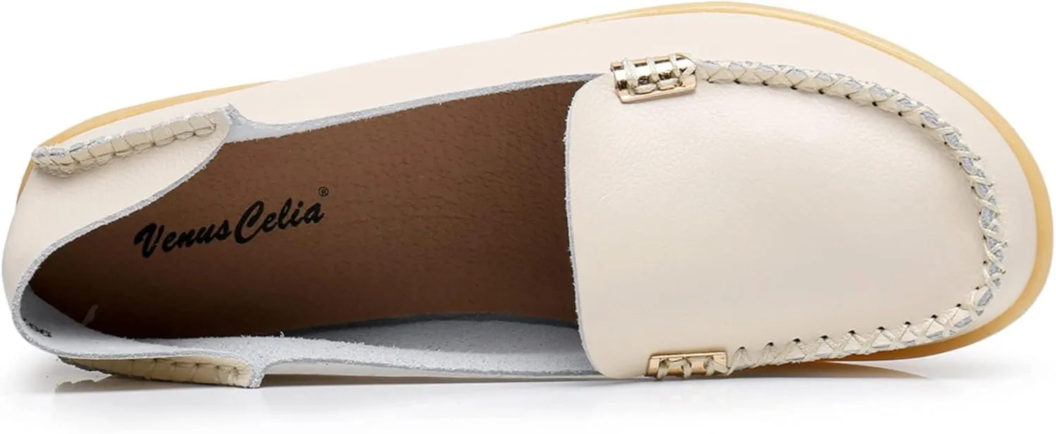 VenusCelia Women's Natural 2 Comfort Walking Flat Loafer