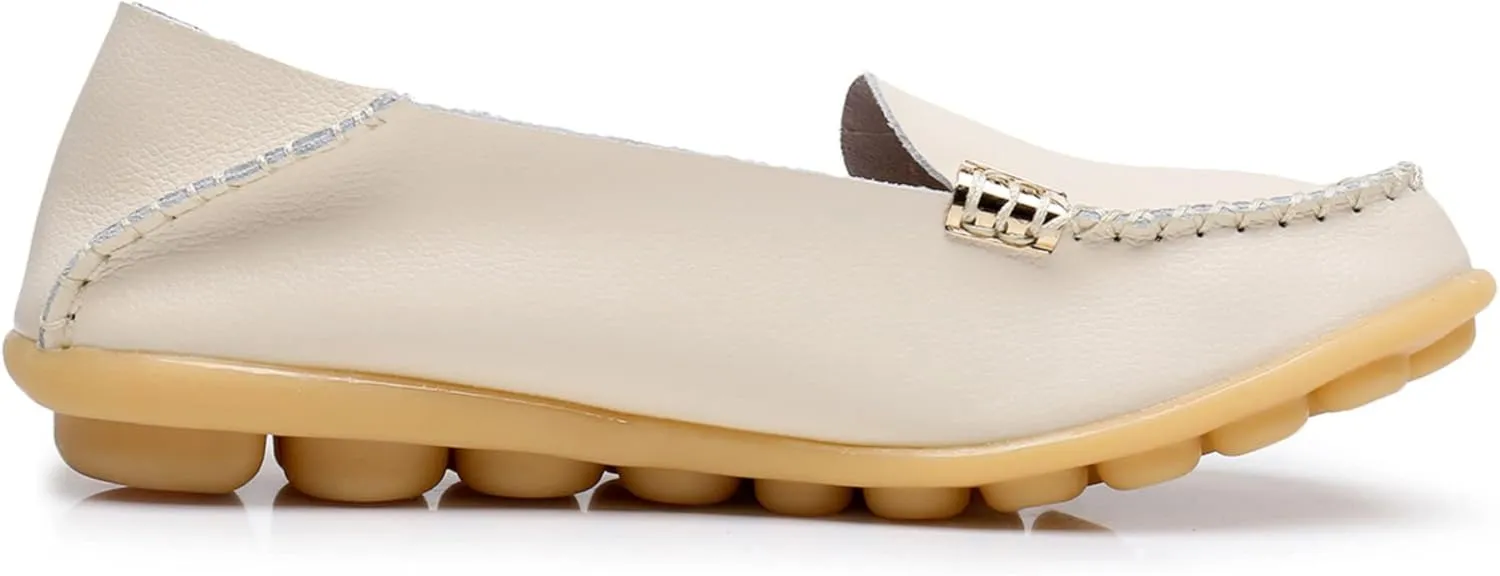 VenusCelia Women's Natural 2 Comfort Walking Flat Loafer