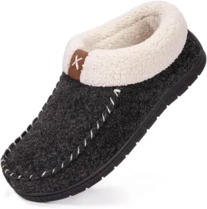 VeraCosy Women's Moccasin Slippers Warm Comfy Wool-felt Memory Foam Indoor House Shoes