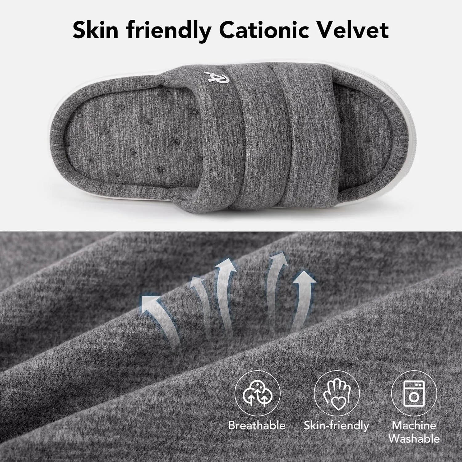 VeraCosy Women's Open Toe Slippers Comfy Memory Foam Slip on House Shoes