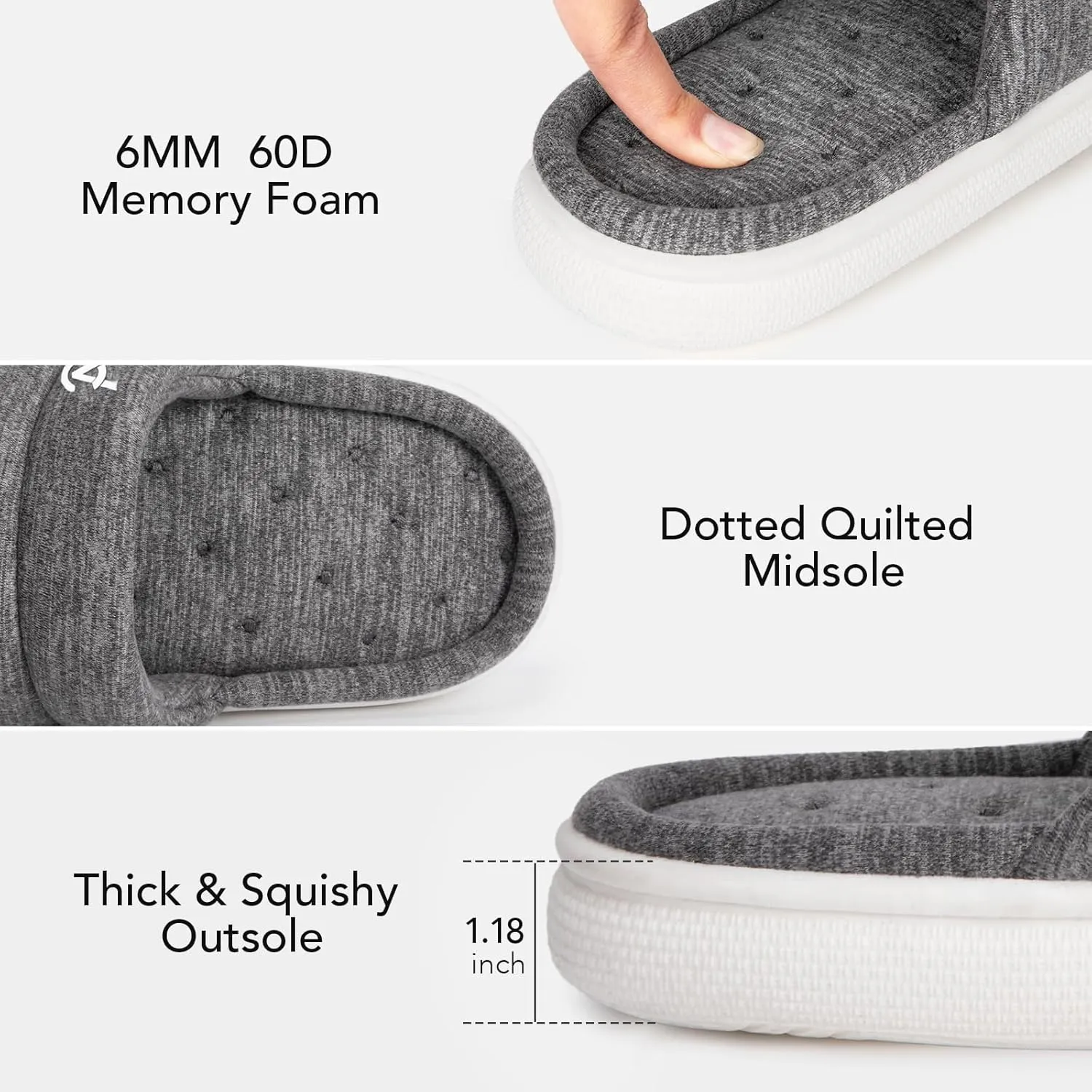 VeraCosy Women's Open Toe Slippers Comfy Memory Foam Slip on House Shoes
