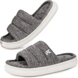 VeraCosy Women's Open Toe Slippers Comfy Memory Foam Slip on House Shoes