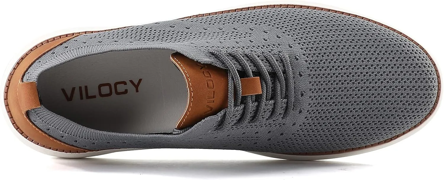 VILOCY Men's Casual Dress Sneakers Oxfords Business Mesh Breathable Walking Shoes Tennis Comfortable