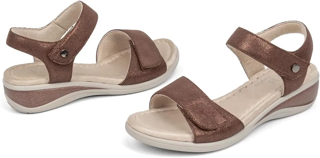 VJH confort Women's Wedge Sandals Low Heel Comfortable Hook-and-Loop Strap Open Toe Platform Summer Shoe