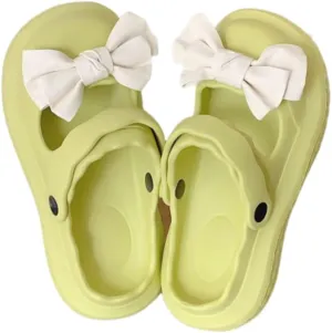 VOIV Cute Multi Colored Bow Tie Pillow Slipper Cloud Slides Non-Slip Summer Slipper