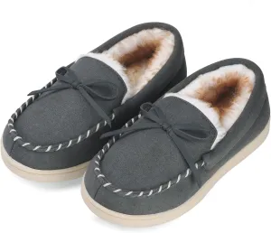 VONMAY Kids Slippers Boys Girls Moccasins House Shoes with Comfy Faux Fur Lining Memory Foam Slipper