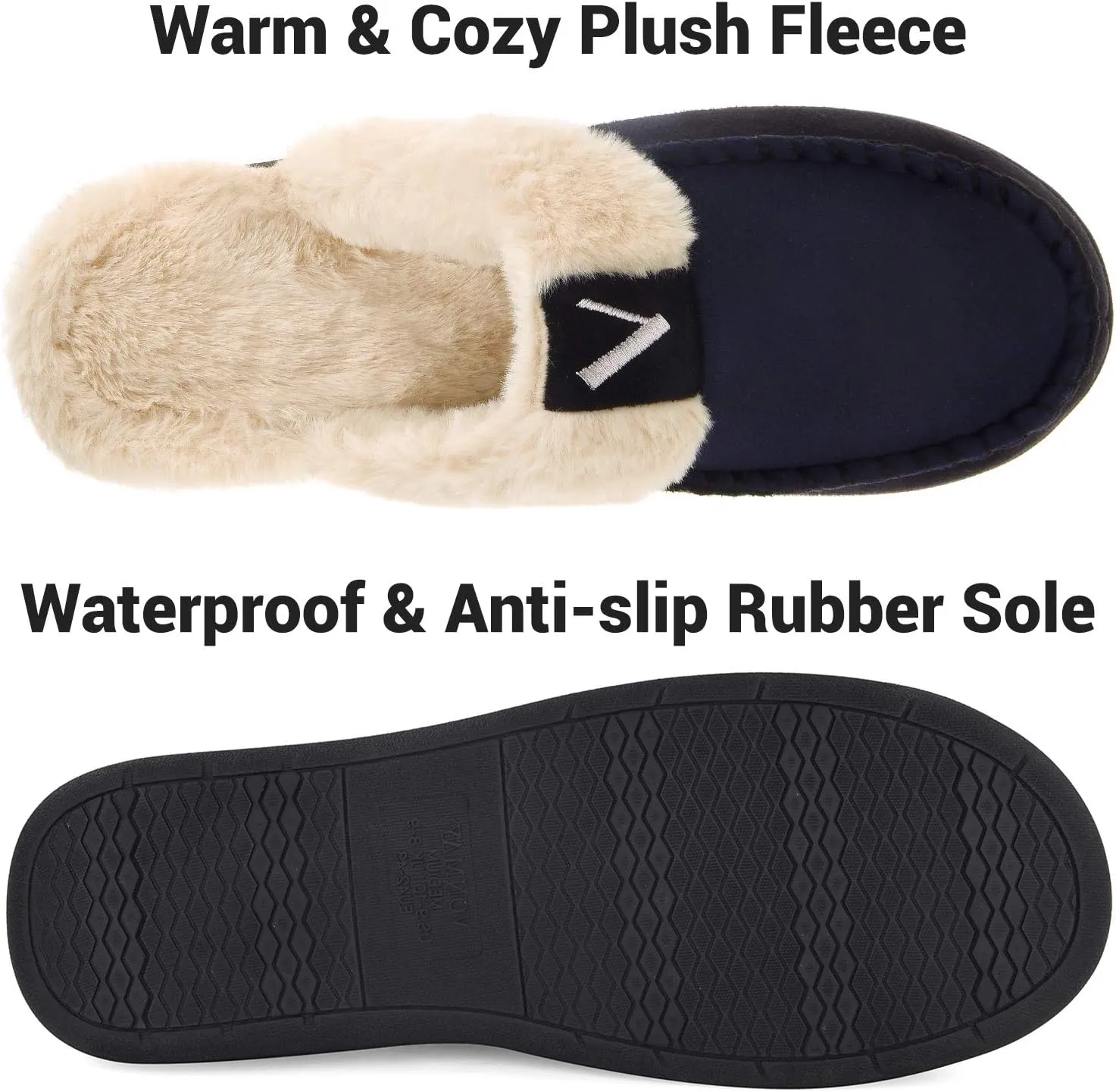 VONMAY Men's Memory Foam Fuzzy Slippers Slip On Scuff House Shoes Moccasin Faux Fur Plush Fleece Lining Indoor Outdoor Winter Warm