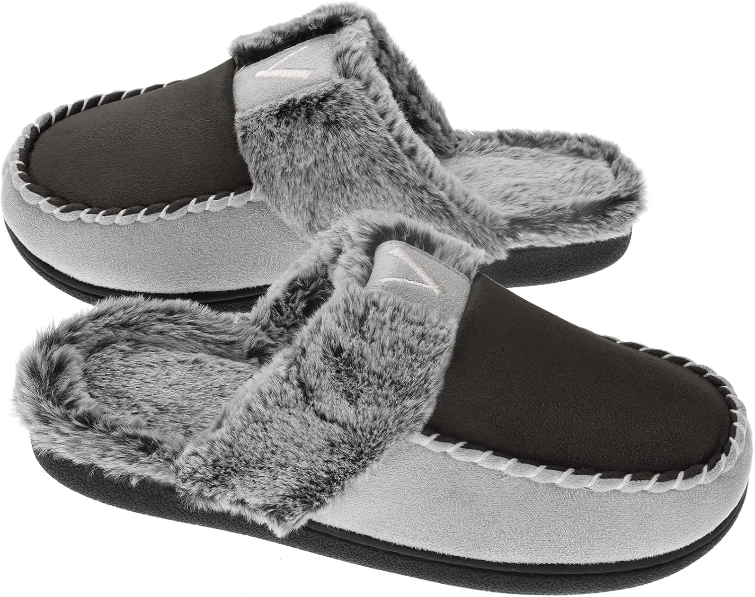 VONMAY Women's Memory Foam Slippers Moccasin Slip-on Scuff House Shoes Fuzzy Faux Fur Lining Indoor Outdoor for All Seasons